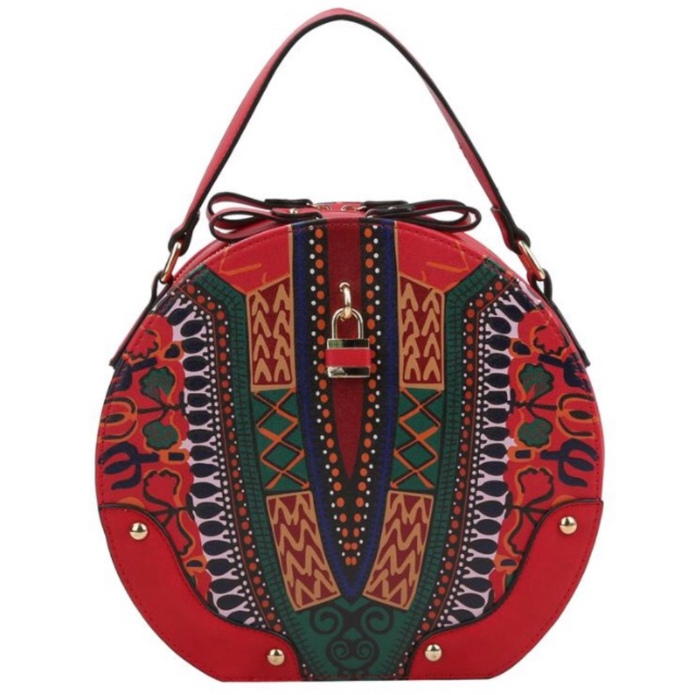 Red Dashiki - Satchel or Crossbody Vegan Leather